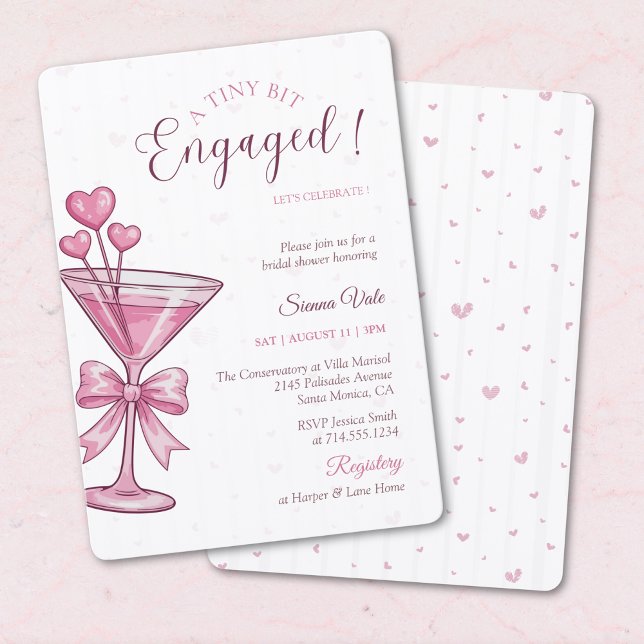 Pink Martini A Tiny Bit Engaged Bridal Shower  Invitation (Creator Uploaded)