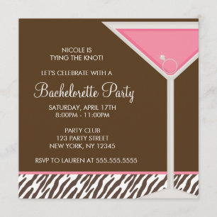 Pink Martini and Brown Zebra Pattern Invitation