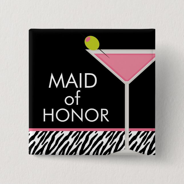Pink Martini and Zebra Pattern 15 Cm Square Badge (Front)