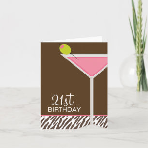 Pink Martini and Zebra Pattern Card