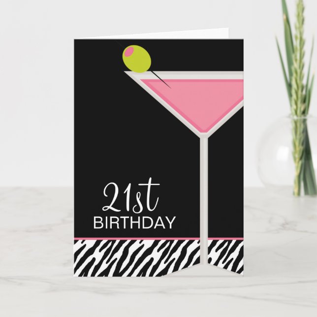 Pink Martini and Zebra Pattern Card (Front)
