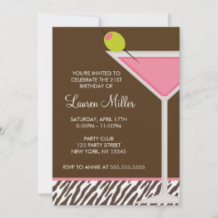 Pink Martini and Zebra Pattern Invitation