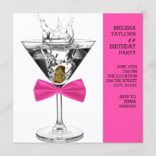 Pink Martini Birthday Party Invitation