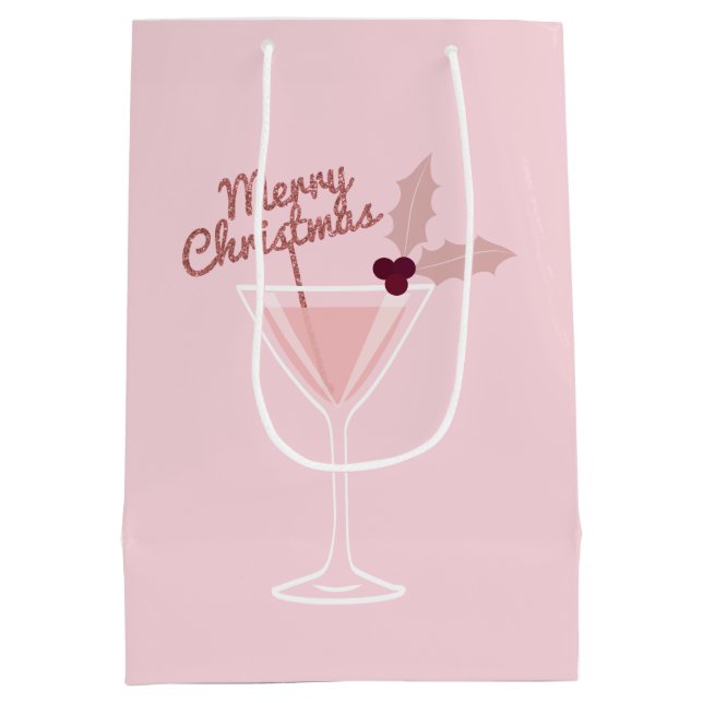 Pink Martini Christmas Medium Gift Bag (Back)