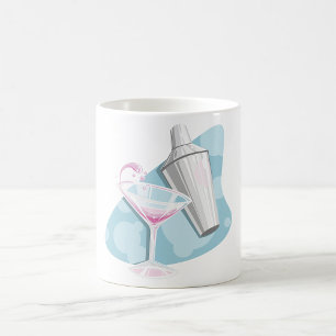 Pink Martini Cocktail and Silver Shaker Coffee Mug