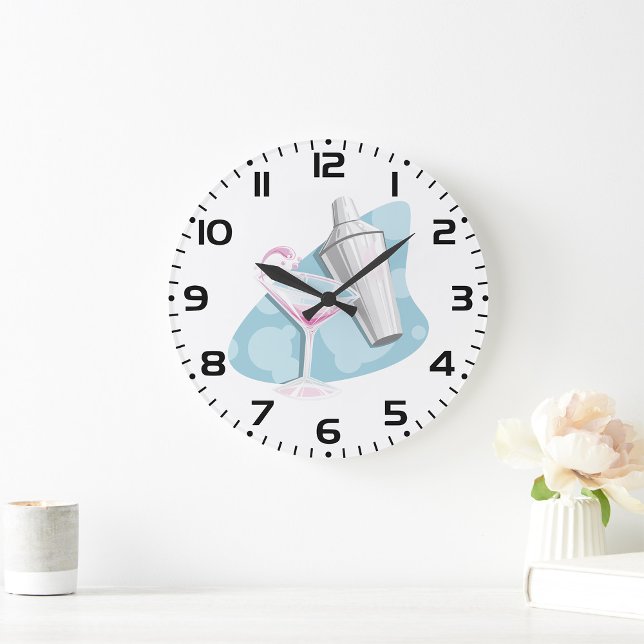 Pink Martini Cocktail and Silver Shaker Large Clock (Creator Uploaded)