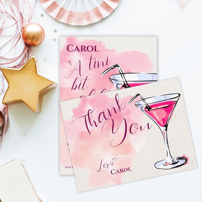 Pink Martini Cocktail Party Thank You Postcard (Pink Martini Cocktail Party Thank You Postcard)