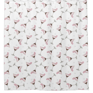Pink Martini Cocktail Pattern Festive Holiday  Shower Curtain