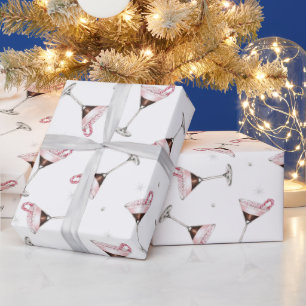 Pink Martini Cocktail Pattern Festive Holiday  Wrapping Paper