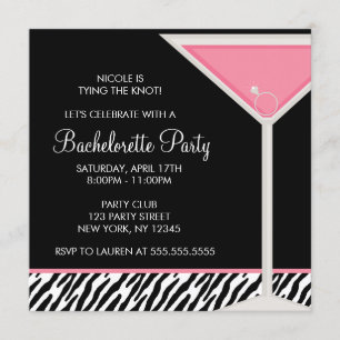 Pink Martini Glass Bachelorette Party Invitation