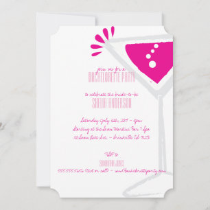 Pink Martini Glass Bachelorette Party Invitations