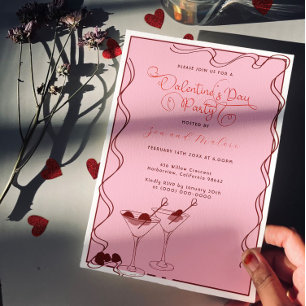 Pink Martini Glasse – Valentine’s Day Party Invitation