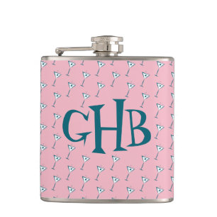 Pink Martini Monogram Hip Flask