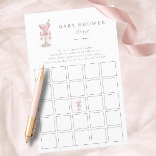 Pink Martini Theme Girl Baby Shower Bingo Game