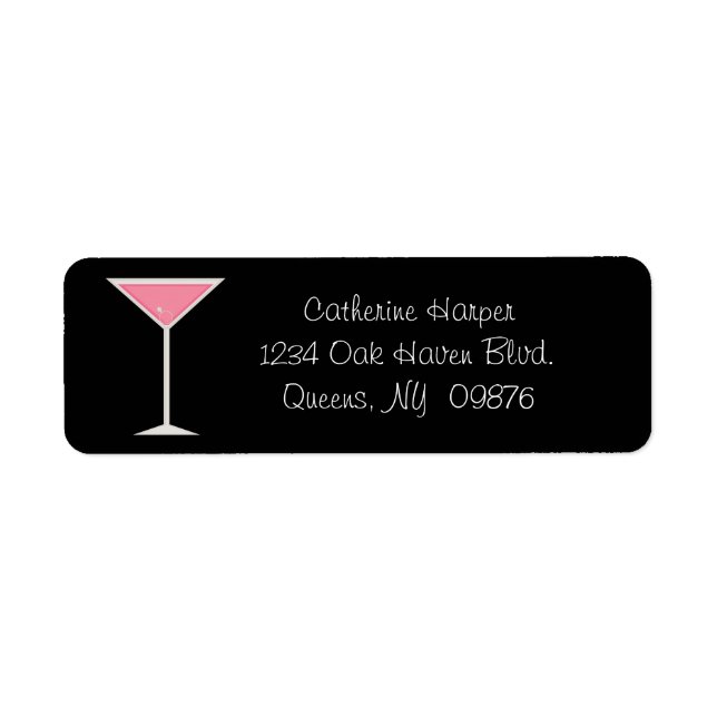 Pink Martini With Engagement Ring Label Return Address Label (Front)
