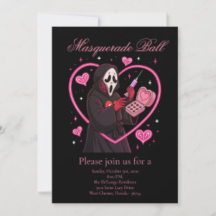 Pink Mask Halloween party Invitation