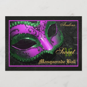 Pink  Mask Masquerade Sweet 16 Party Invitation