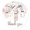 Pink Mason Jars and Love Birds Thank You Sticker