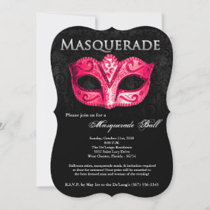 Pink Masquerade Ball Mask Costume Halloween Part Invitation