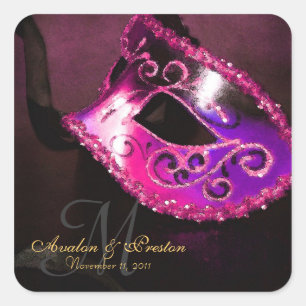 Pink Masquerade Elegant Monogram Sticker