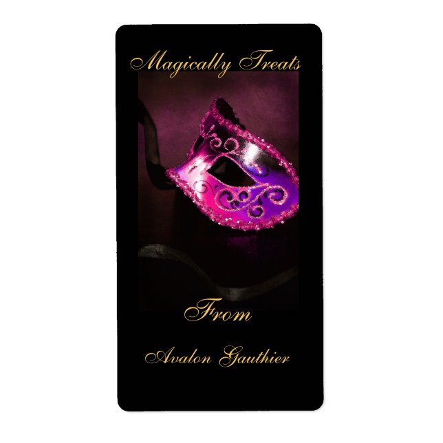 Pink  Masquerade Mask Halloween Baking Label (Front)