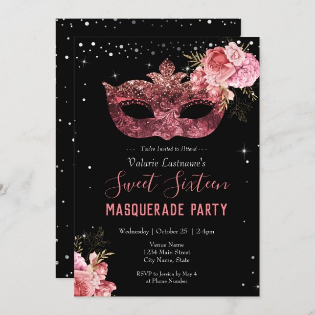 Pink Masquerade Sweet Sixteen (Front/Back)
