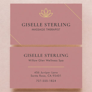 Pink Massage Therapist Minimalist Lotus Business Card