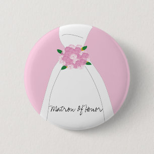 Pink Matron Of Honour Button