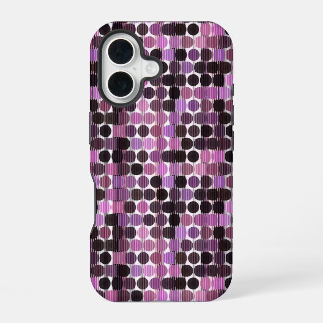 Pink, Mauve and black rose geometric iPhone 16 Case (Back)