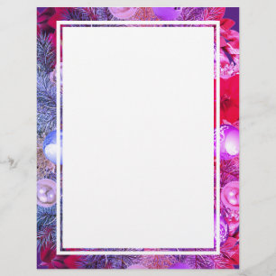 Pink Mauve CHRISTMAS WREATH Festive Holiday Custom Letterhead