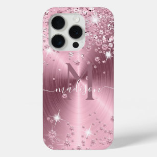 Pink Mauve Diamonds - Personalised iPhone 15 Pro Case