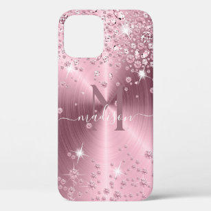 Pink Mauve Diamonds - Personalised iPhone 12 Pro Case