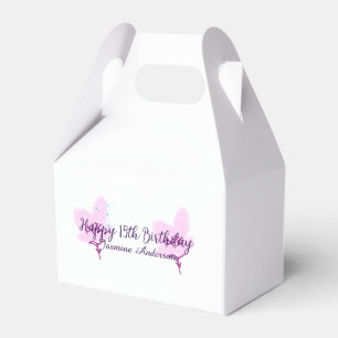 Pink mauve floral 15th birthday quinceanera name d favour box
