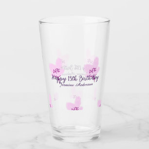 Pink mauve floral 15th birthday quinceanera name d glass