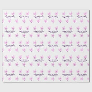 Pink mauve floral 15th birthday quinceanera name d wrapping paper