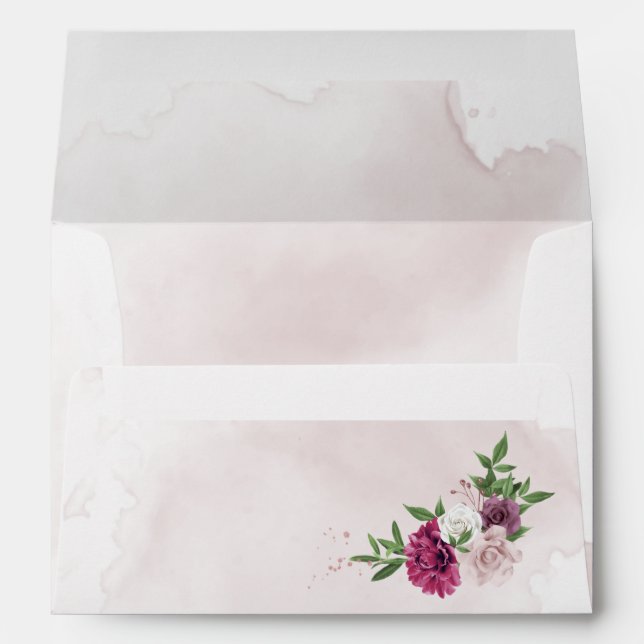 pink mauve flowers greenery envelope (Back (Bottom))