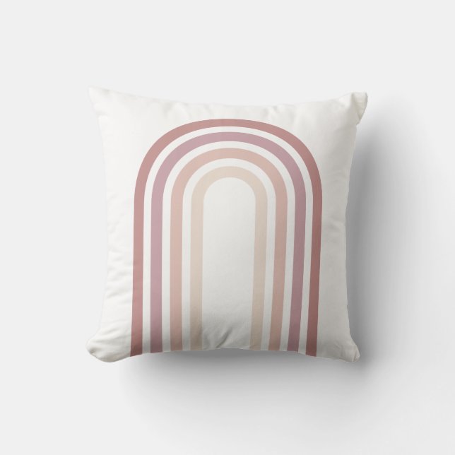 Pink & Mauve Minimalist Rainbow Throw Pillow (Front)