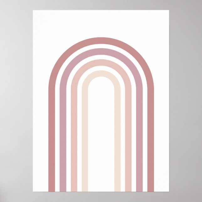 Pink & Mauve Minimalist Rainbow Wall Art Poster (Front)