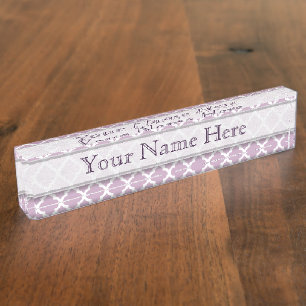 Pink Mauve Mist Moroccan Tile Trellis Nameplate