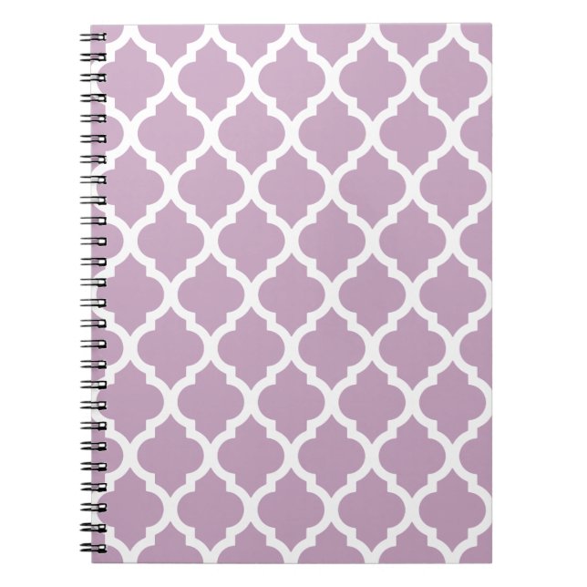 Pink Mauve Mist Moroccan Tile Trellis Notebook (Front)