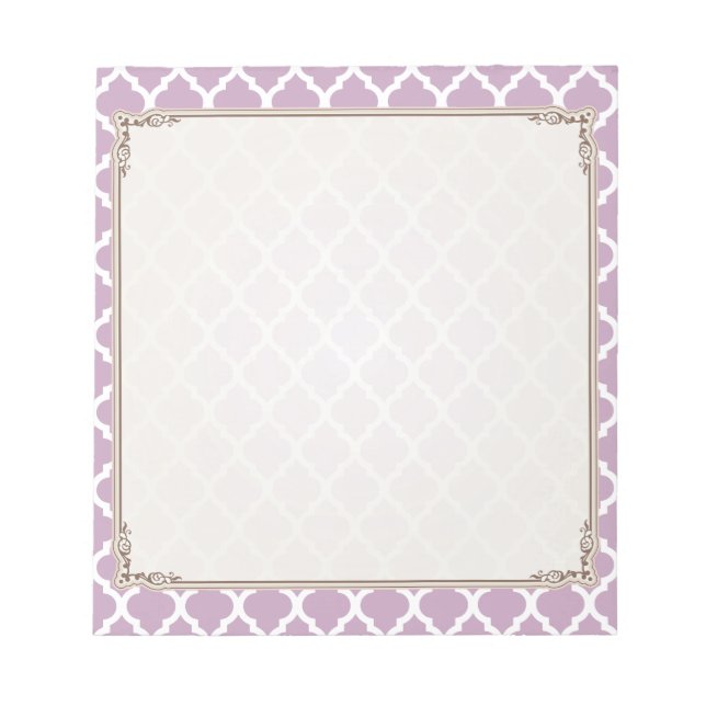 Pink Mauve Mist Moroccan Tile Trellis Notepad (Front)