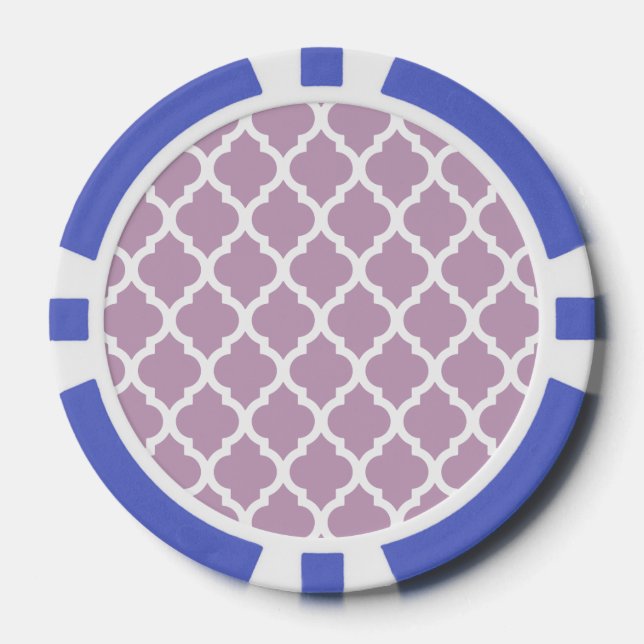 Pink Mauve Mist Moroccan Tile Trellis Poker Chips (Front)