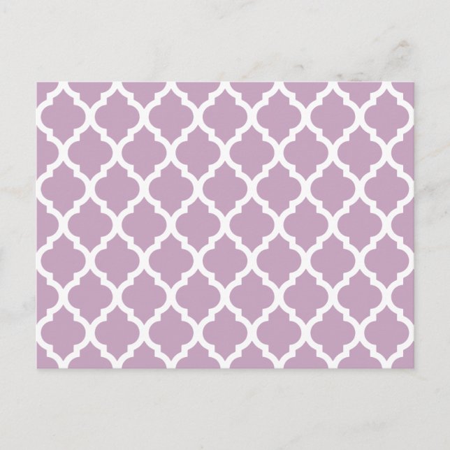 Pink Mauve Mist Moroccan Tile Trellis Postcard (Front)