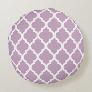 Pink Mauve Mist Moroccan Tile Trellis Round Cushion