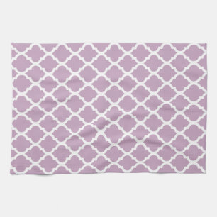 Pink Mauve Mist Moroccan Tile Trellis Tea Towel