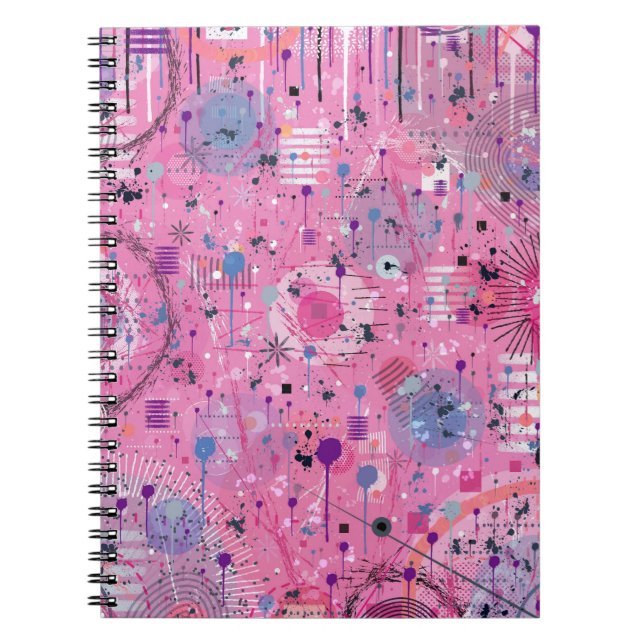 Pink Maximalist Abstract Art  Notebook (Front)