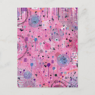 Pink Maximalist Abstract Art Postcard