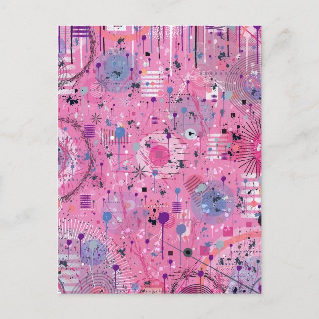 Pink Maximalist Abstract Art  Postcard (Front)