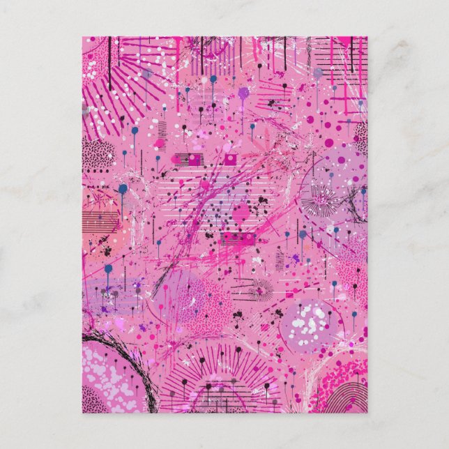 Pink Maximalist Abstract: Raspberry Sundae Postcard (Front)