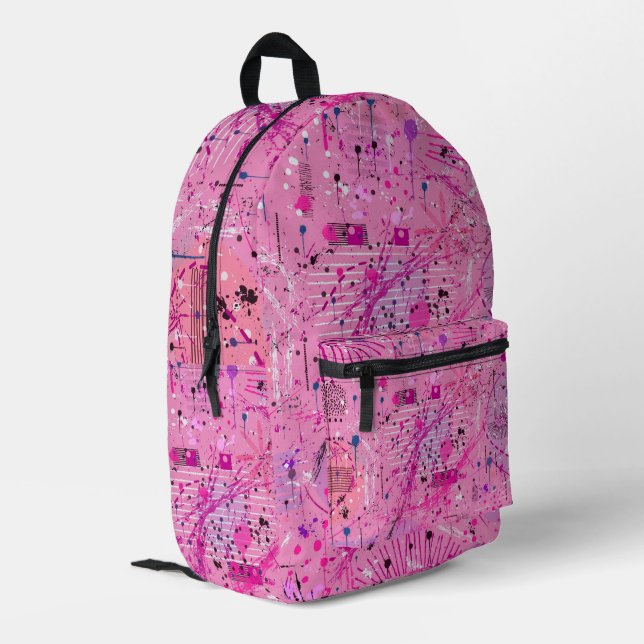 Pink Maximalist Abstract: Raspberry Sundae Printed Backpack (Back Corner Left)